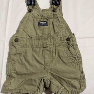 Oshkosh B’gosh size 9 Months Baby Boys Green Shortalls Short Overalls